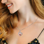 Luxury Love Heart Zircon Necklace With Rose Gifts Box