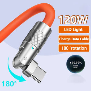 120W 7A Fast Charge Cable 180 Degree Rotation