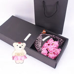 7 Heads Artificial Rose Bouquet Handmade Rose Soap Bouquet Little Bear Gift Box Valentine's Day