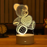 2022 Valentines Day Gift 3D Love Lamp Acrylic Bear Rose LED Night Light