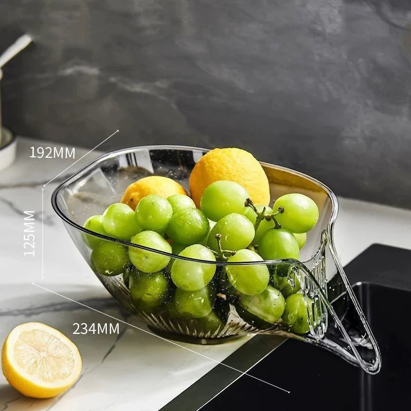 Tofal Multi-functional Drain Basket, New Fruit Cleaning Bowl With Strainer Container Kitchen Sink Food Catcher Drainer Fruit Rinser Vegetable Washing