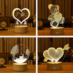 2022 Valentines Day Gift 3D Love Lamp Acrylic Bear Rose LED Night Light