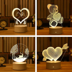 2022 Valentines Day Gift 3D Love Lamp Acrylic Bear Rose LED Night Light